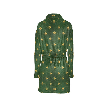 Clover Pattern Print Design 01 Women's Fleece Robe