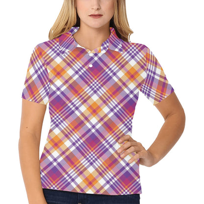 Madras Pattern Print Design 02 Women's Polo Shirt