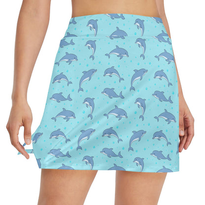 Dolphin Baby Cute Print Pattern 17" Golf & Pickleball Skort with Pockets