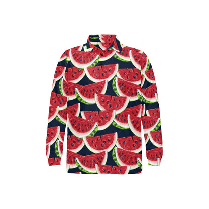 Watermelon Pattern Print Design WM011 Long Sleeve Polo Shirt For Men's
