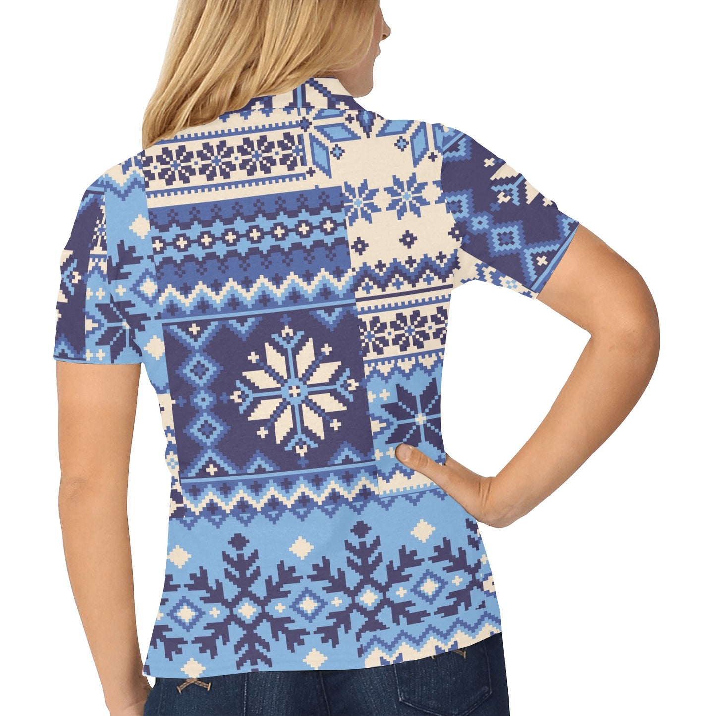 Nordic Pattern Print Design A04 Women's Polo Shirt