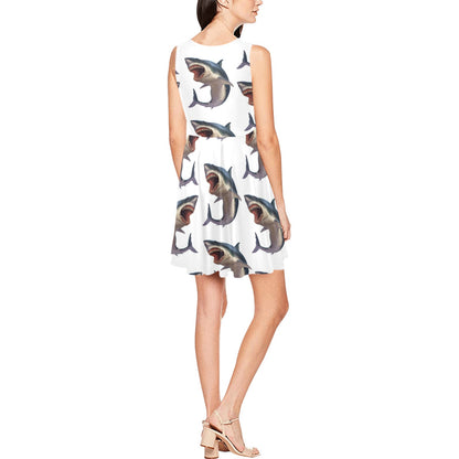 Great White Shark Pattern Print Design 03 Sleeveless Dress