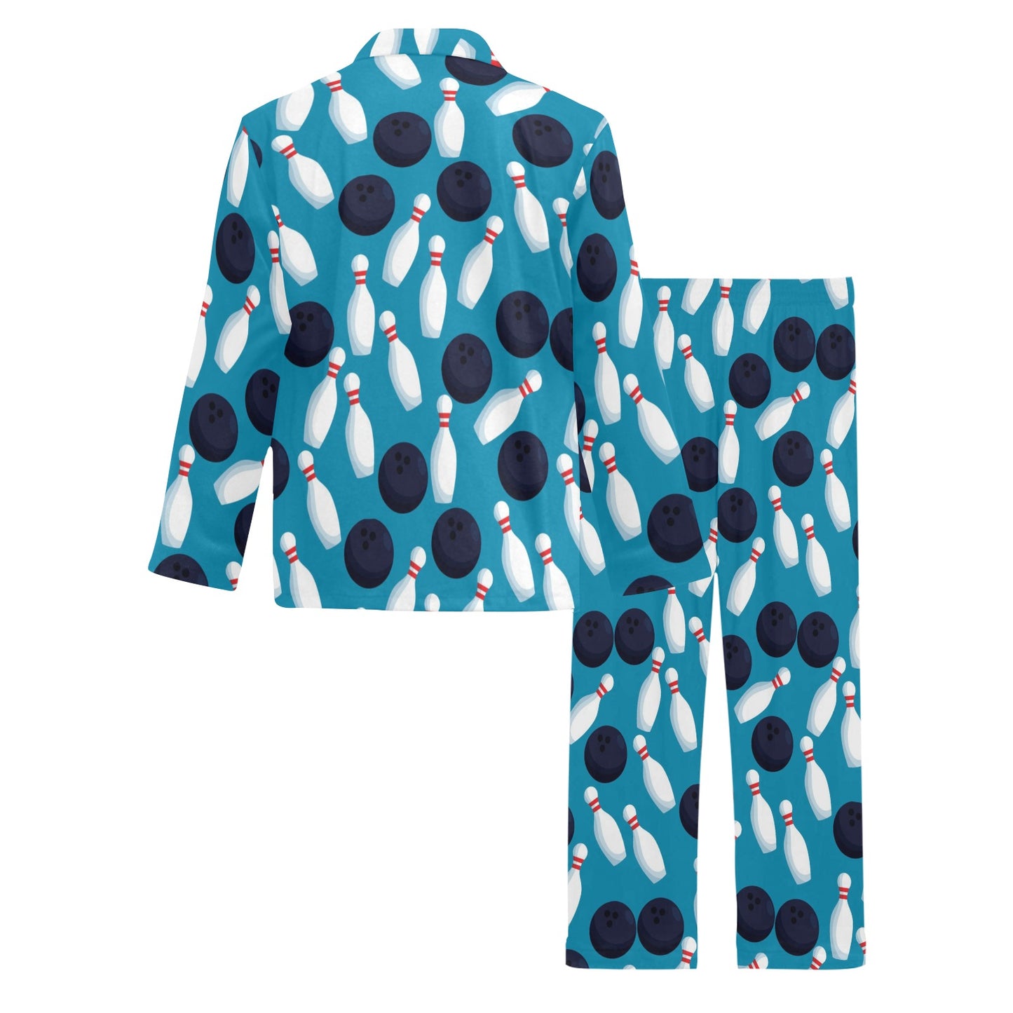 Bowling Pin Pattern Print Design 010 Men's Long Pajama Set