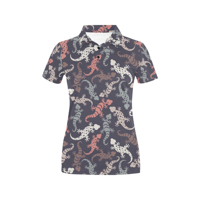 Gecko Pattern Print Design 02 Women's Polo Shirt