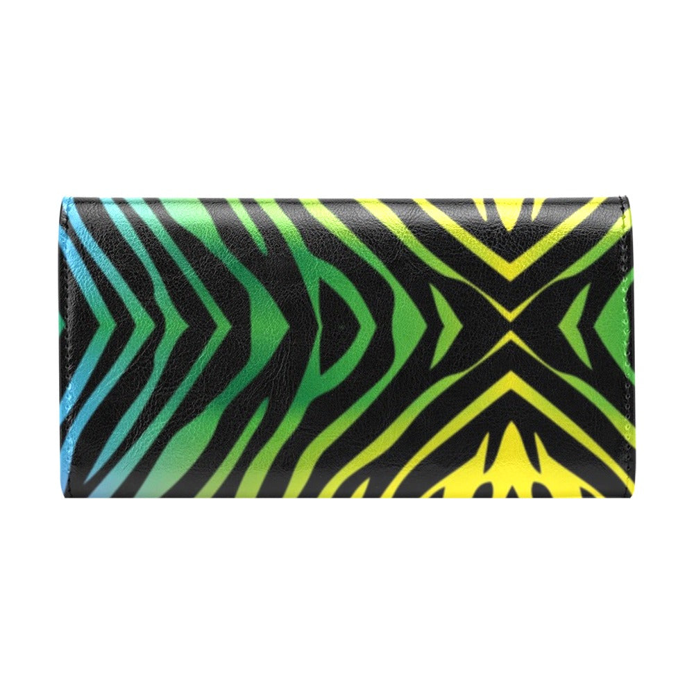 Rainbow Zebra Themed Print Women's Trifold Wallet