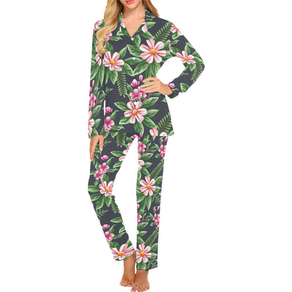 Summer Floral Pattern Print Design SF010 Women's Long Pajama Set