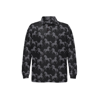 Horse Print Design LKS305 Long Sleeve Polo Shirt For Men's