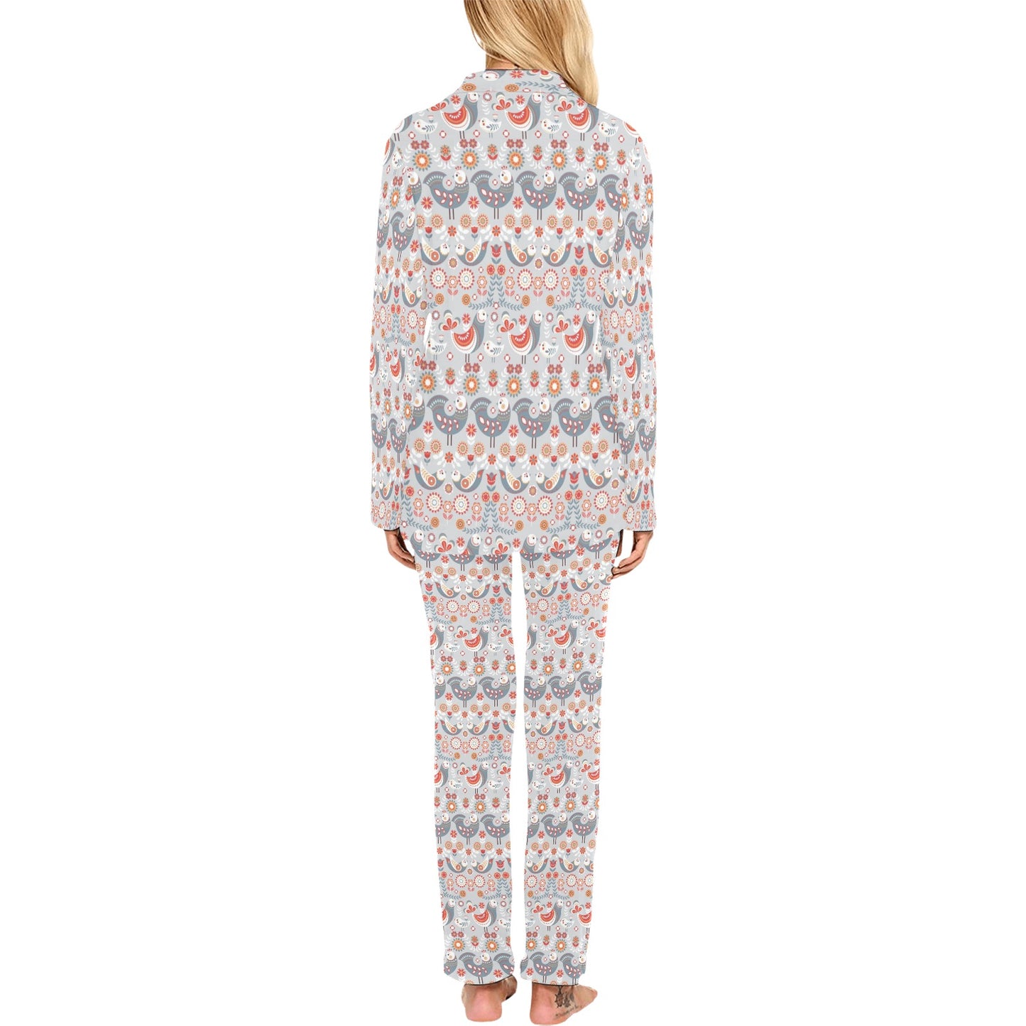 Swedish Nordic Design Print Women's Long Pajama Set
