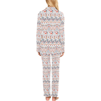 Swedish Nordic Design Print Women's Long Pajama Set