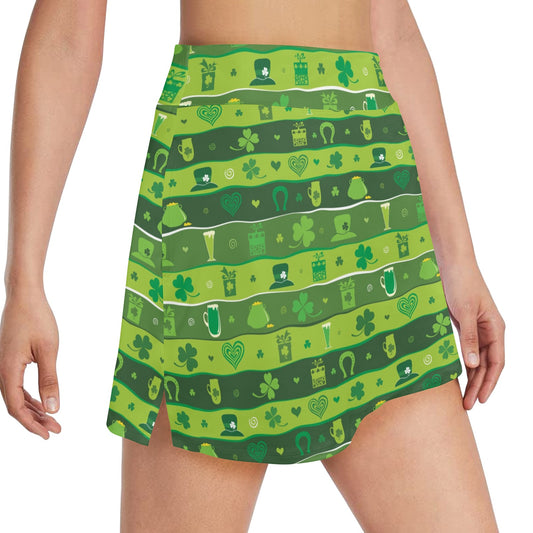 Shamrock Print Design LKS303 17" Golf & Pickleball Skort with Pockets