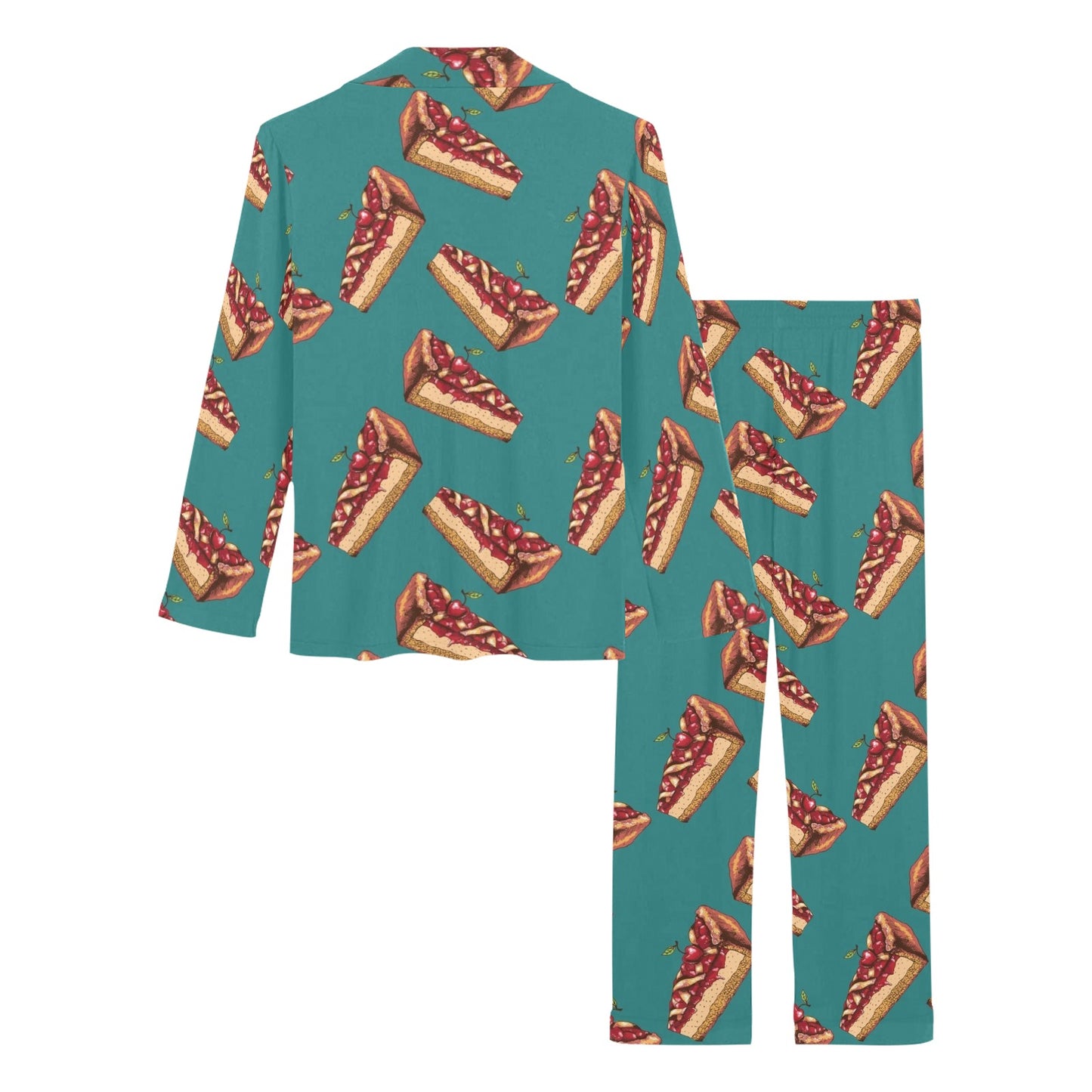 Cheesecake Cherry Pattern Print Design CK03 Women's Long Pajama Set