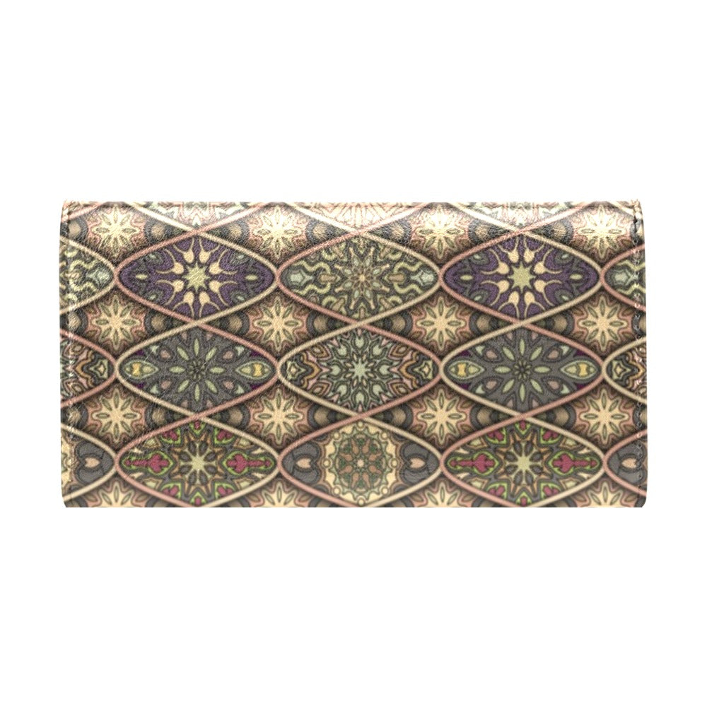 Mandala Motif Themed Design Print Women's Trifold Wallet