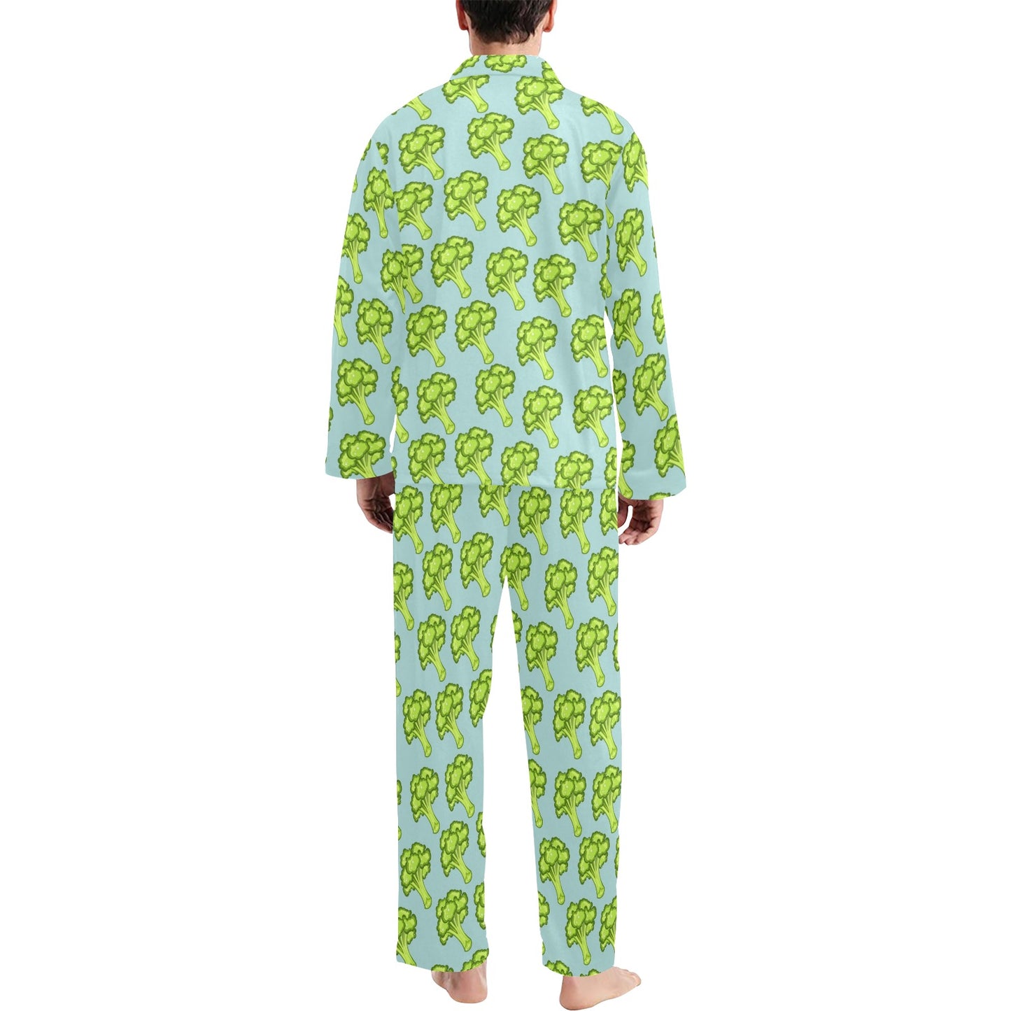 Broccoli Pattern Print Design 02 Men's Long Pajama Set
