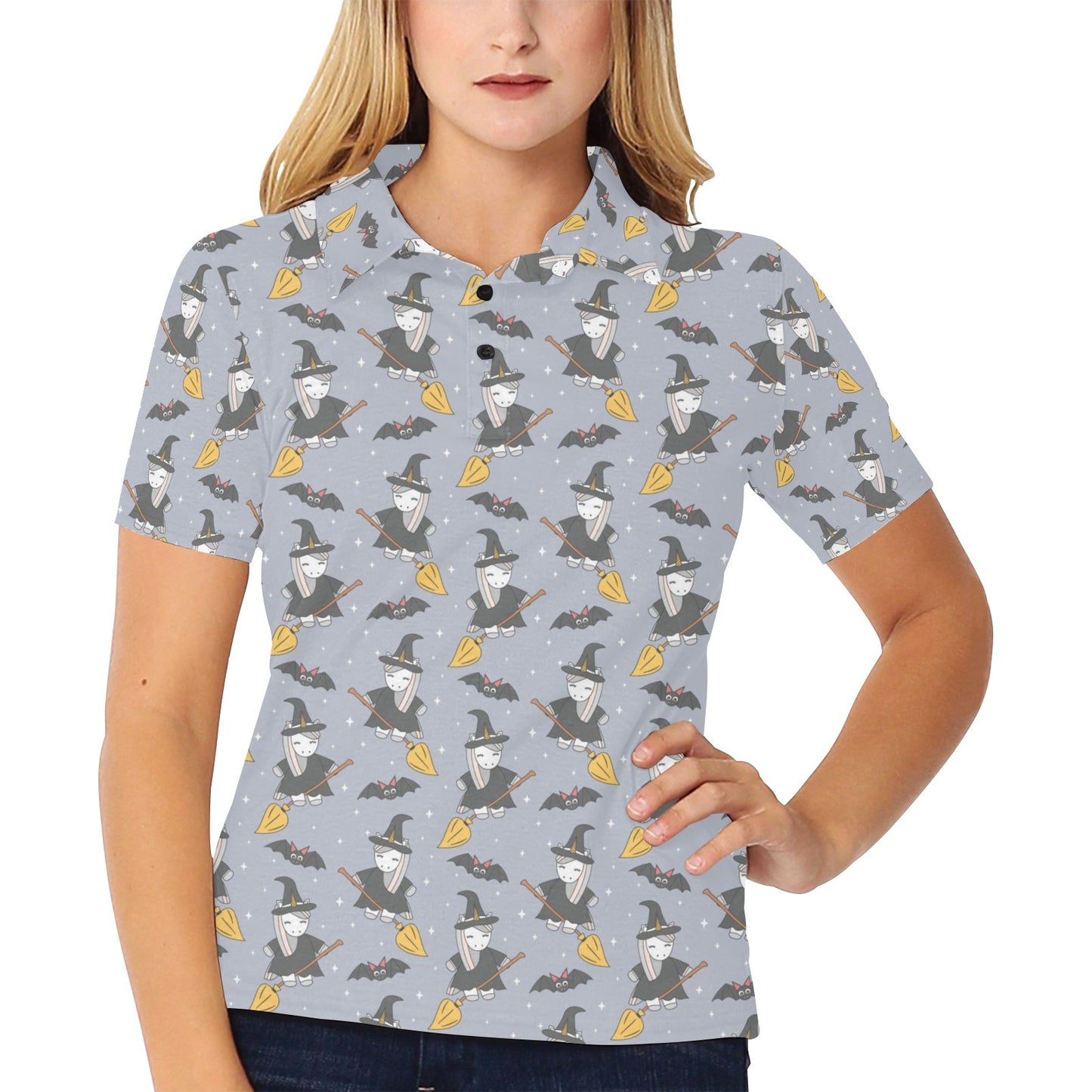 Witch Print Design LKS307 Women's Polo Shirt