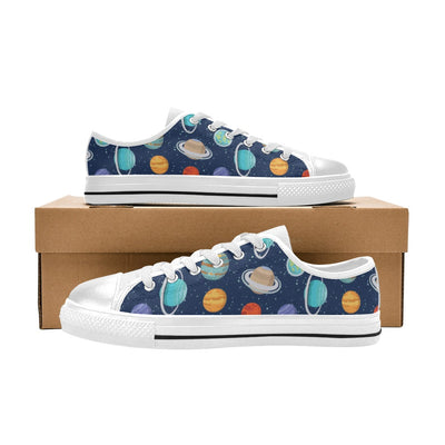 Planet With Star Print Design LKS303 Women's White Low Top Shoes