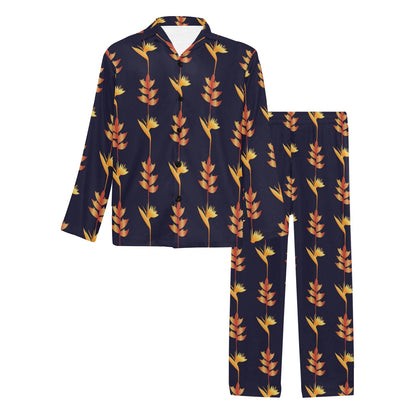 Heliconia Pattern Print Design HL06 Men's Long Pajama Set