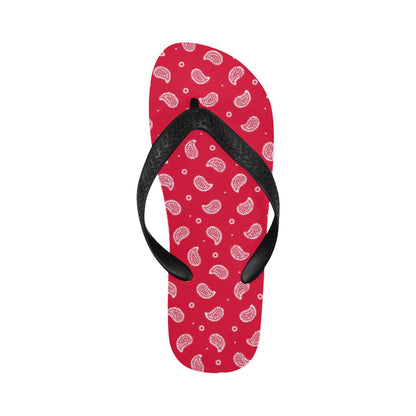 Bandana Red Paisley Print Design LKS305 Flip Flops