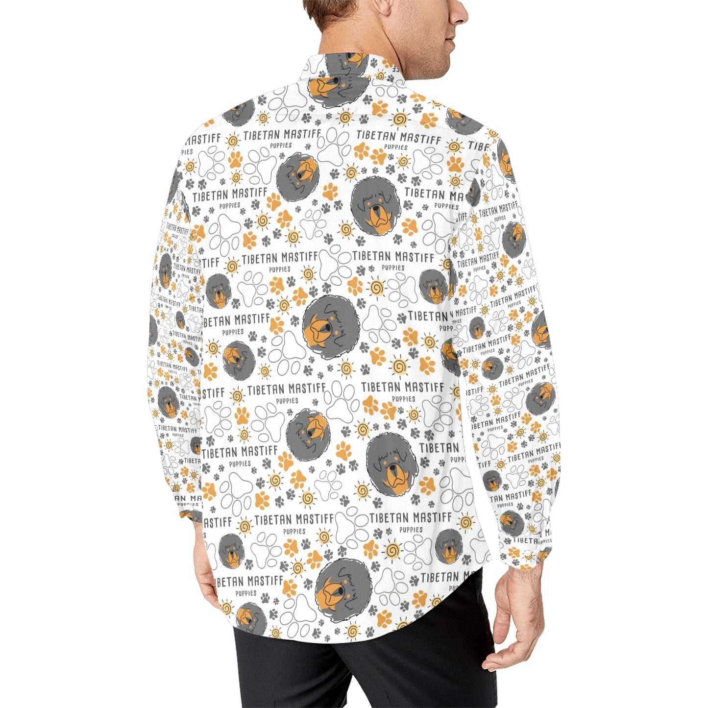 Tibetan Mastiffs Print Design LKS302 Men's Long Sleeve Dress Shirt