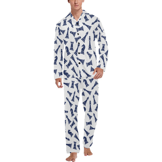 Chess Pattern Print Design 03 Men's Long Pajama Set
