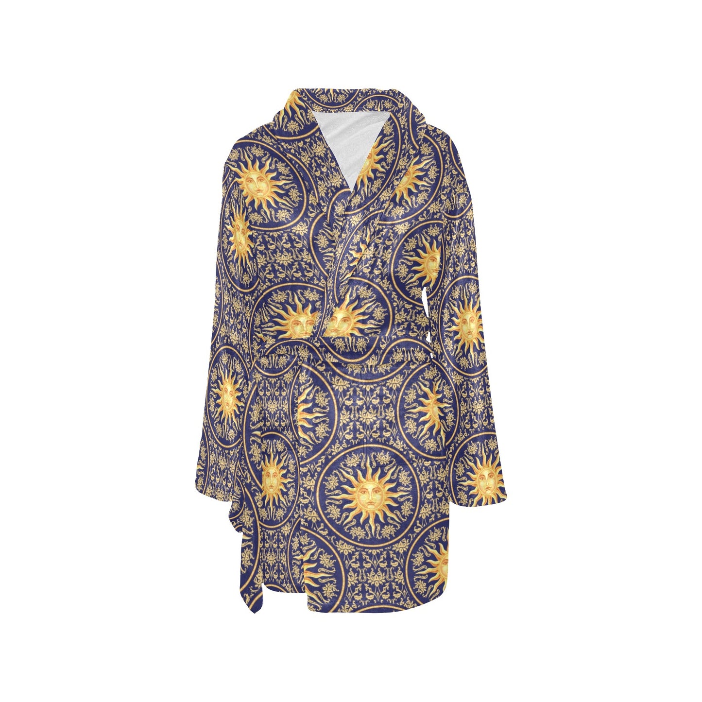 Celestial Gold Sun Face Women's Fleece Robe