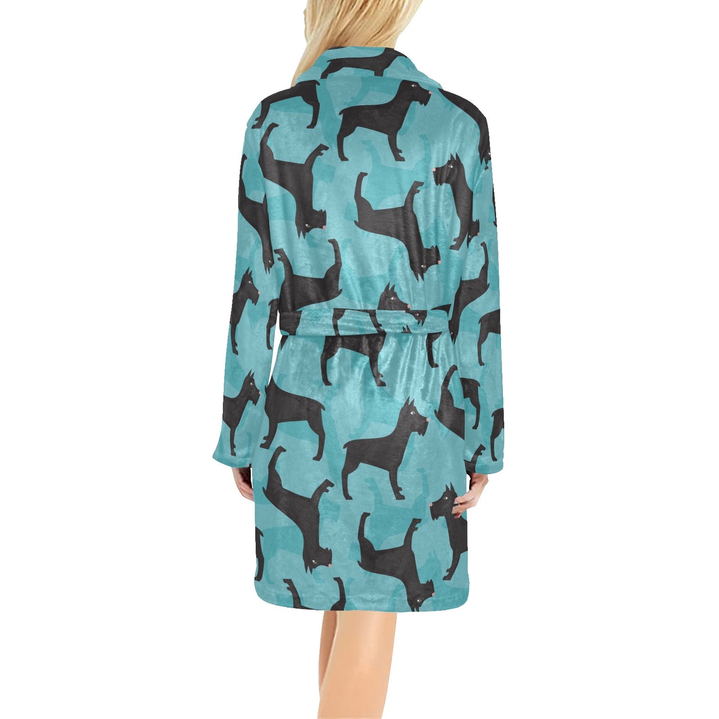 Schnauzers Pattern Print Design A01 Women's Fleece Robe