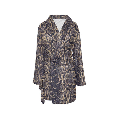 Snake Skin Pattern Print Women's Fleece Robe