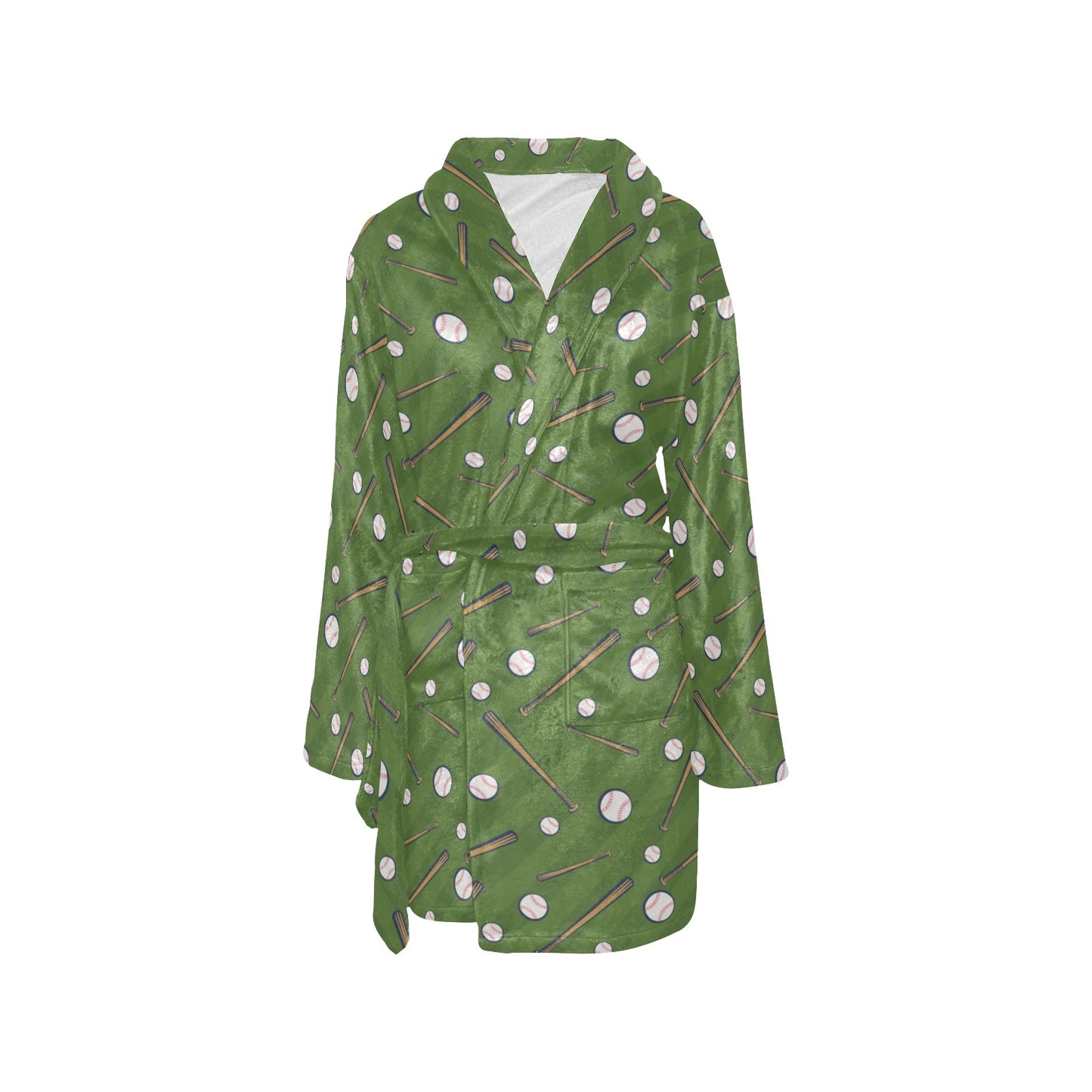 Baseball Pattern Print Design 02 Women's Fleece Robe