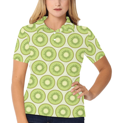 Kiwi Pattern Print Design KW02 Women's Polo Shirt