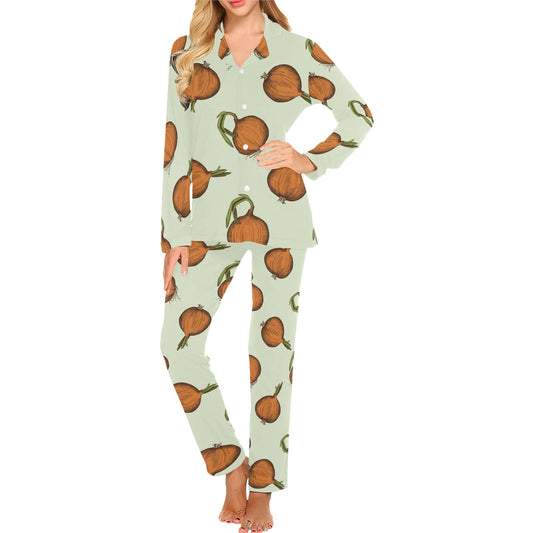 Onion Pattern Print Design A05 Women's Long Pajama Set