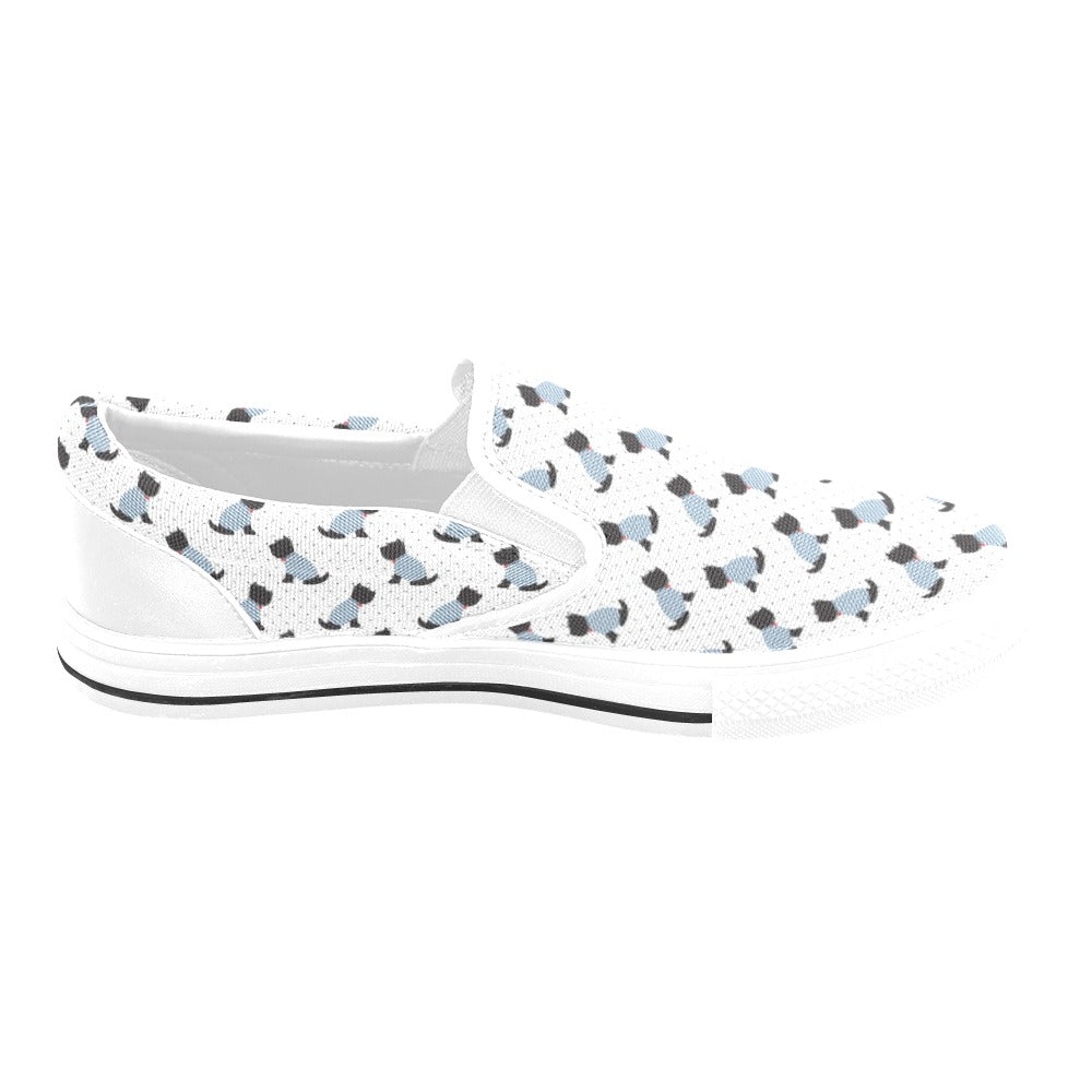 Scottish Terriers Print Design LKS3013 White Slip Ons Canvas Women's Shoes