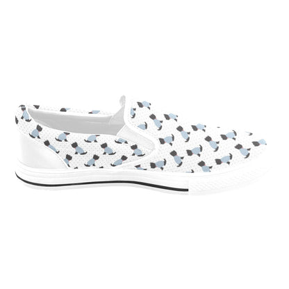Scottish Terriers Print Design LKS3013 White Slip Ons Canvas Women's Shoes