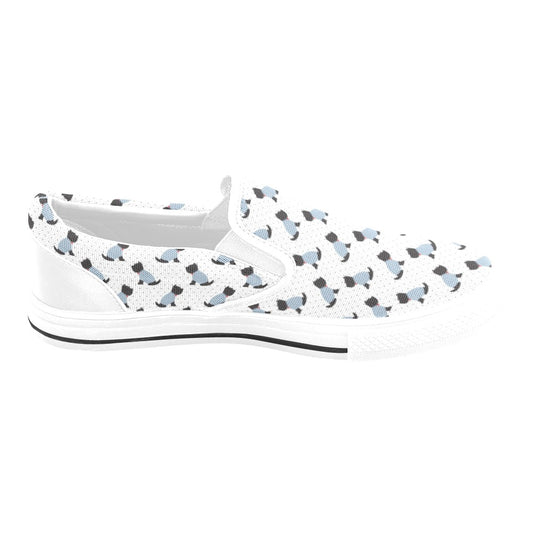 Scottish Terriers Print Design LKS3013 White Slip Ons Canvas Women's Shoes