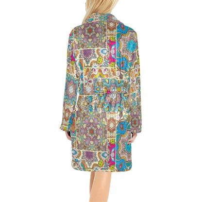 Patchwork Print Design LKS402 Women's Fleece Robe