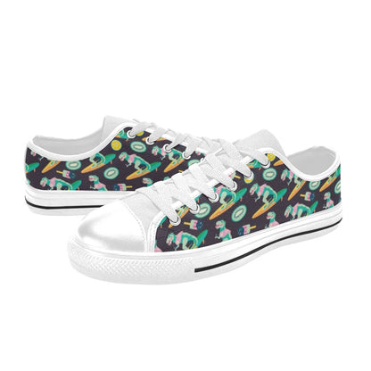 Surfboard T Rex Print Design LKS301 Women's White Low Top Shoes