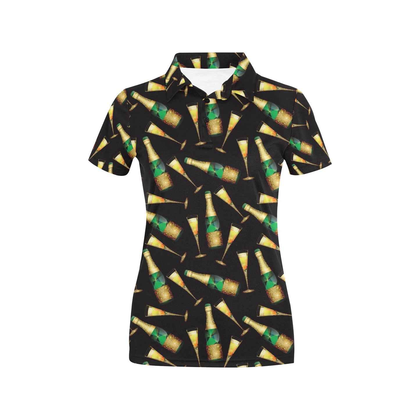 Champagne Pattern Print Design 02 Women's Polo Shirt