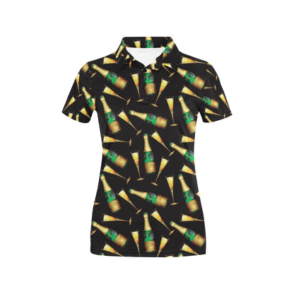 Champagne Pattern Print Design 02 Women's Polo Shirt