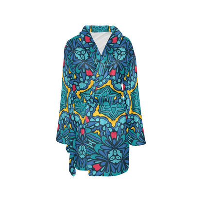 Kaleidoscope Pattern Print Design 04 Women's Fleece Robe