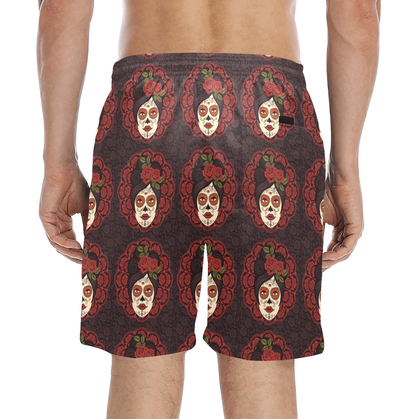 Day of the Dead Mexican Girl Men's Swim Trunks Beach Shorts