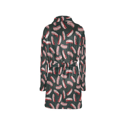 Bacon Pattern Print Design 02 Women's Fleece Robe