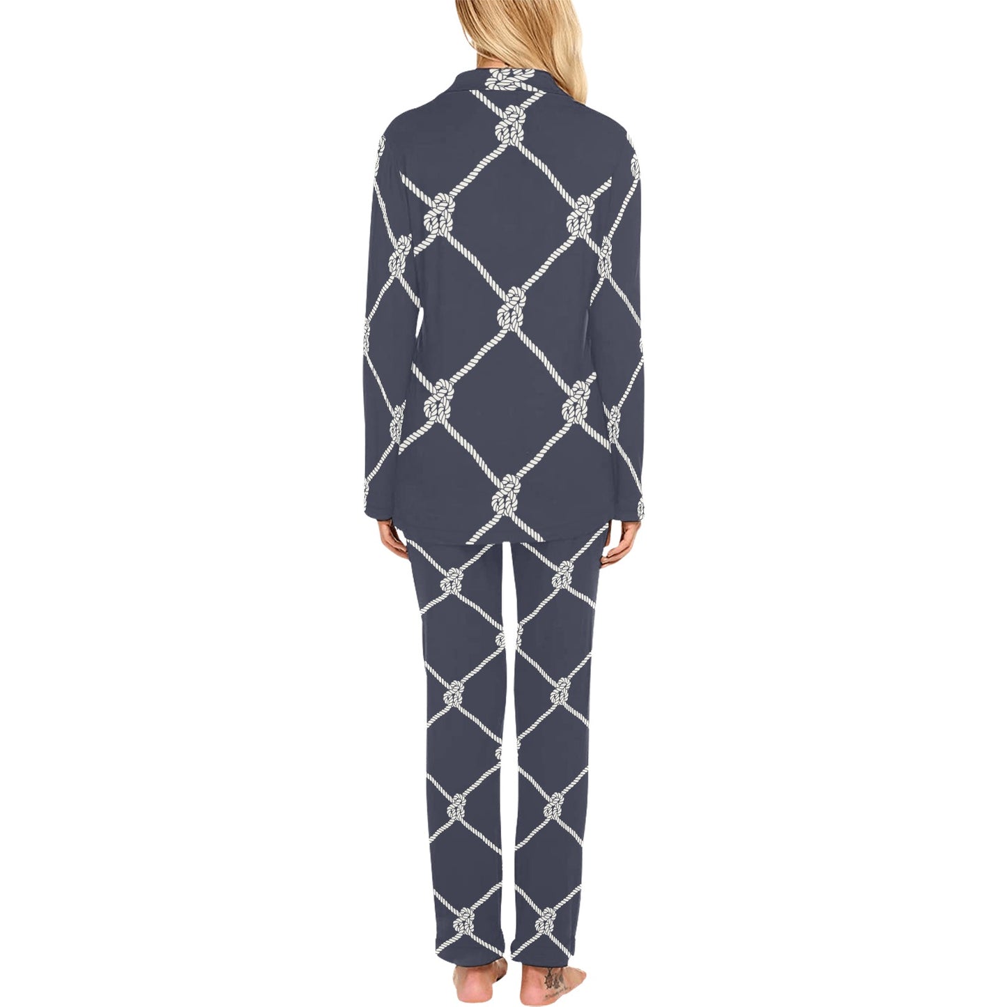 Rope Pattern Print Design A02 Women's Long Pajama Set