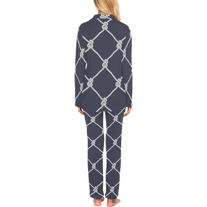 Rope Pattern Print Design A02 Women's Long Pajama Set