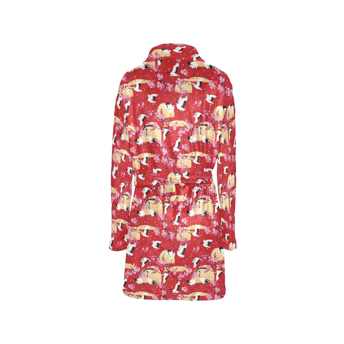 Crane Pattern Print Design 04 Women's Fleece Robe