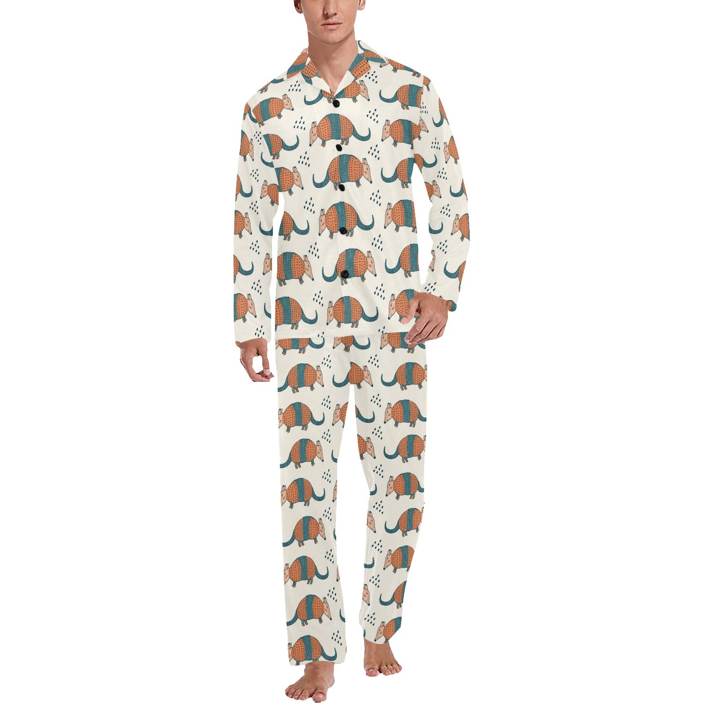 Armadillo Pattern Print Design 01 Men's Long Pajama Set