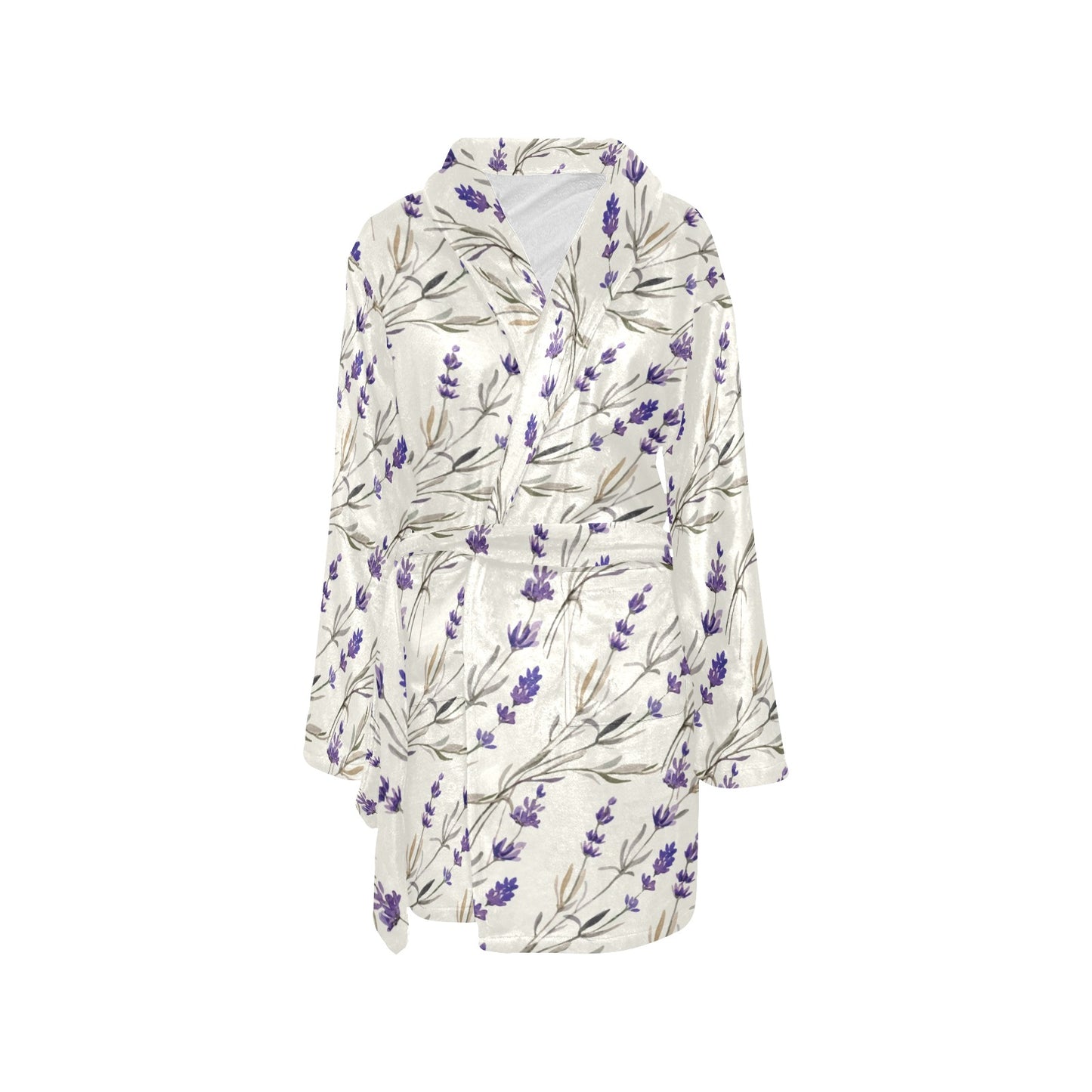 Lavender Pattern Print Design 01 Women's Fleece Robe