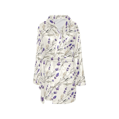 Lavender Pattern Print Design 01 Women's Fleece Robe