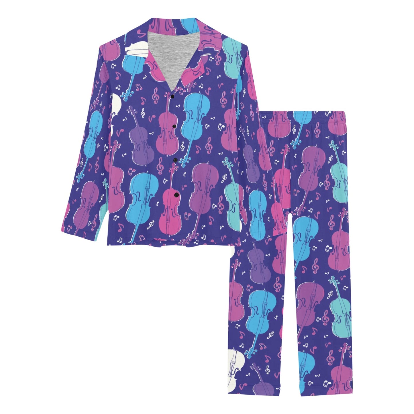 Cello Pattern Print Design 01 Women's Long Pajama Set