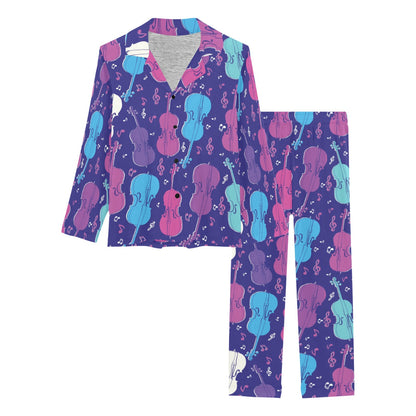 Cello Pattern Print Design 01 Women's Long Pajama Set
