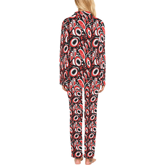 Totem Pole Texture Design Women's Long Pajama Set