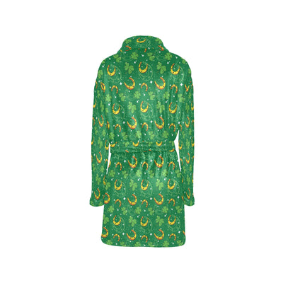 Shamrock With Horse Shoes Print Design LKS305 Women's Fleece Robe