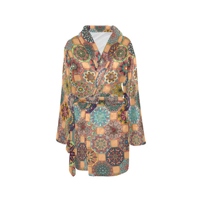 Boho Pattern Print Design 07 Women's Fleece Robe